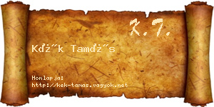 Kék Tamás névjegykártya